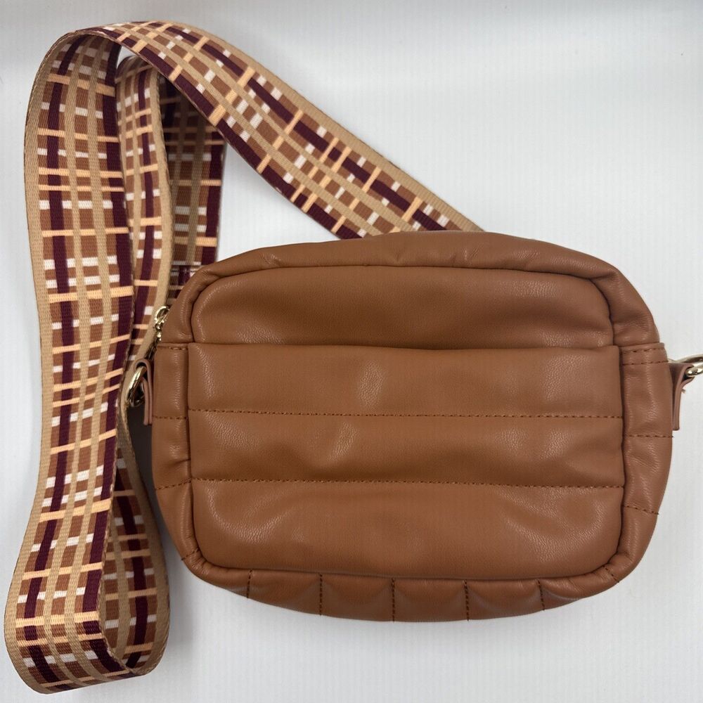 AHDORNED Sadie Camel Quilted Crossbody Bag Vegan Leather Purse